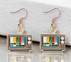 Petites boucles d'oreilles unisexes mire télévision rétro