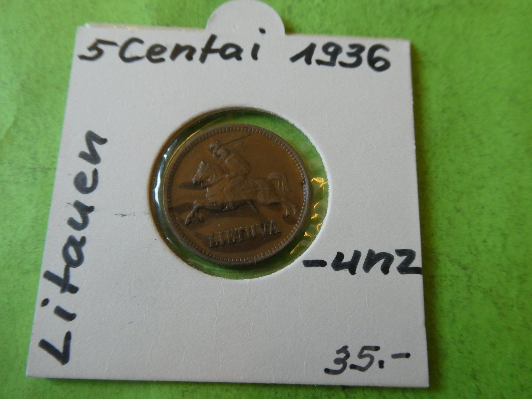 Tutti le monete: Litauen 1936, 5 Centai   unz – Usato da Hinterforst venduto da Rohusri