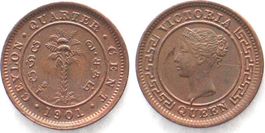 CEYLON 1/4 Cent 1901 VICTORIA Kupfer ERHALTUNG! unz