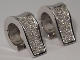 Elegante Creolen aus 750/18K Weissgold mit Diamantbesatz