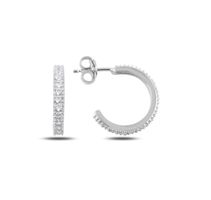 Ohrringe Creole Alliance Zirkonia 925 Silber 15mm