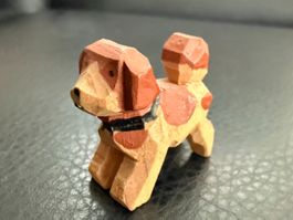 kleiner Hund Holz  hangeschnitzt  Tierfigur