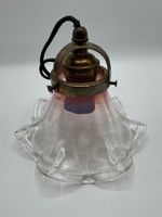 Antike Lampe, Glas Lampenschirm rosa-weiss
