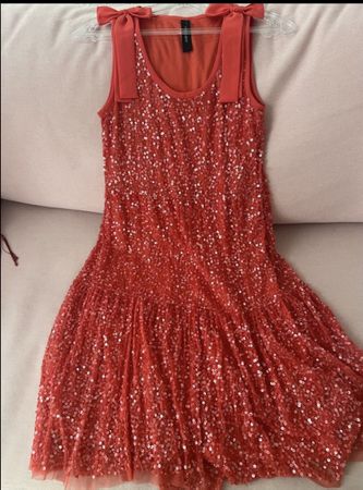 Marc CainSequin Party Dress - Coral/Orange, Size Small