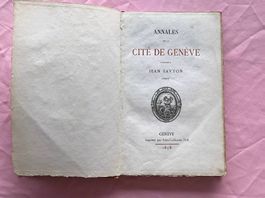Annales de la Cité de Genève - Jean Savyon - 1858