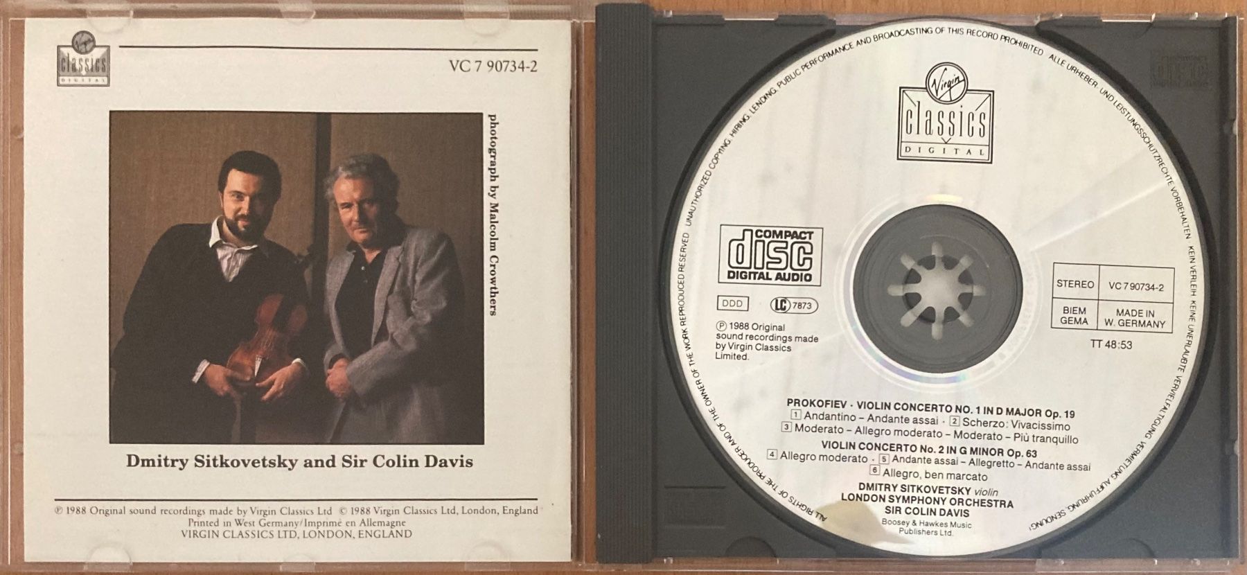 CD: PROKOFIEV..... - VIOLIN CONCERTO NOS. 1 & 2 – Usato da Poliez-Pittet venduto da Newtown-Records 2