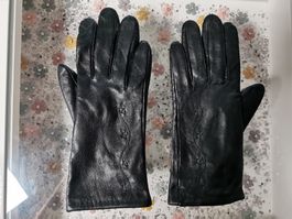 Elegante Damen Lederhandschuhe, schwarz, Gr. S
