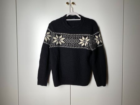 Norwegerpullover Schwarz, Made in Italy, Unisex XS/S