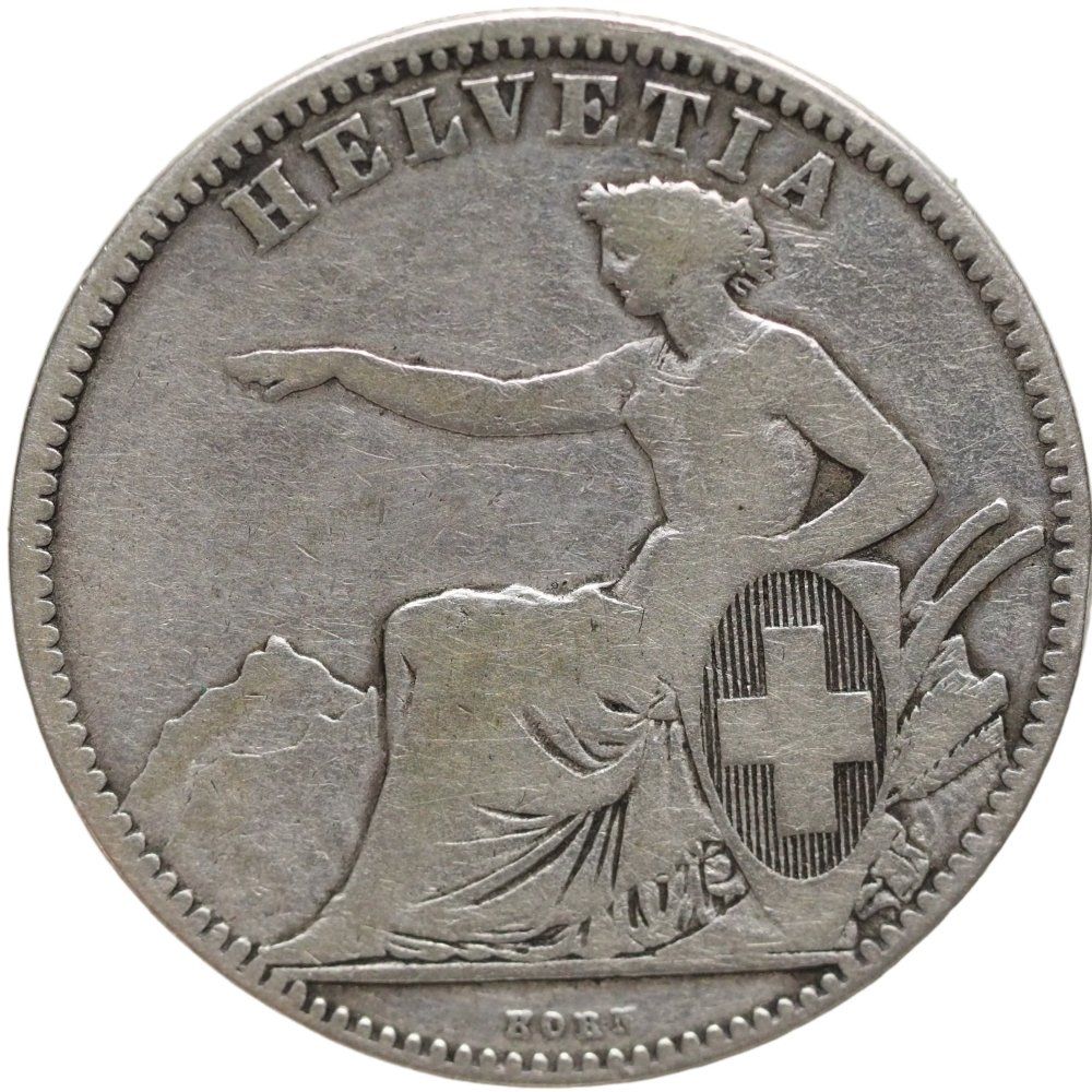 Alle Münzen: Schweiz 2 Franken 1863 – Gebraucht aus Liestal von fibonaccis