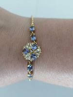 Tansanit Armband Goldfarben 925 Silber ca. 15-19cm Drehbar