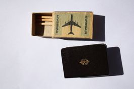 Boite allumettes Swissair avec étui cuir ancien