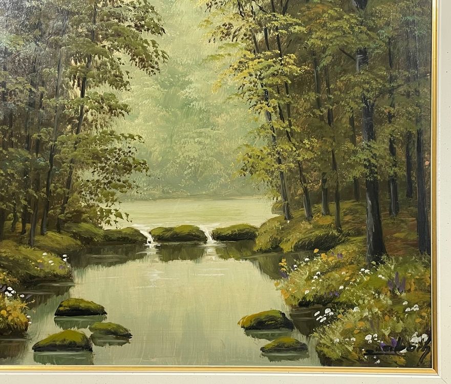 Gemälde mit faszinierendem Fluss Anblick unleserlich Signier (Gebraucht ...