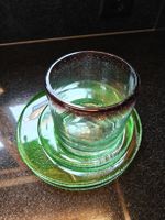 Glas und Teller Set, Grün/Gelb, Neuwertig, Vintage Stil