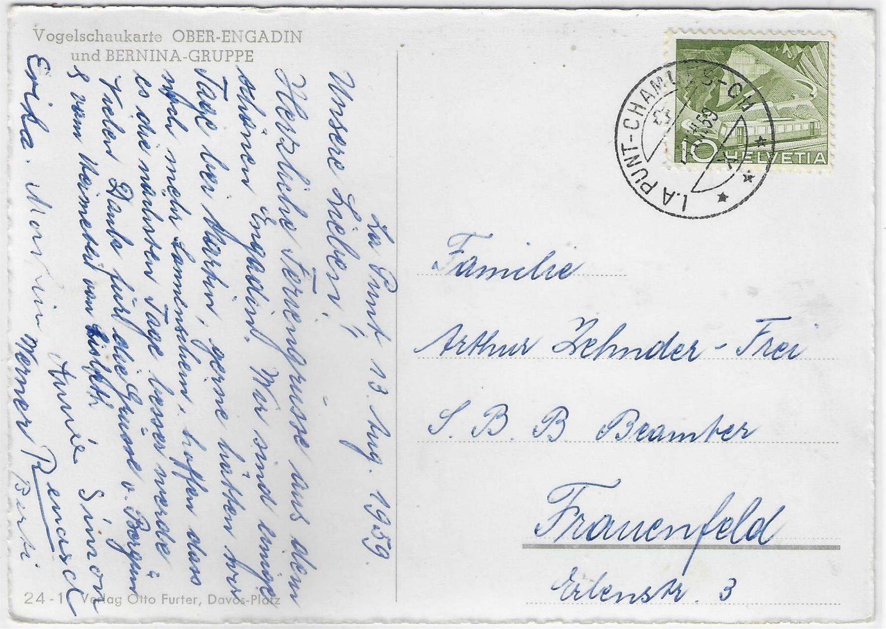 Cartoline postali: Panorama Samedan St. Moritz Maloja – Usato da Ettingen venduto da Kartenplanet 1