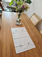 TISCHDECKE VINTAGE STICKEREI LEINEN SCHMUCKSTÜCK DECKE