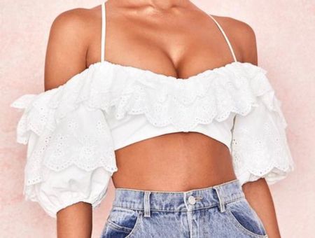House of CB Cotton White Crop Top