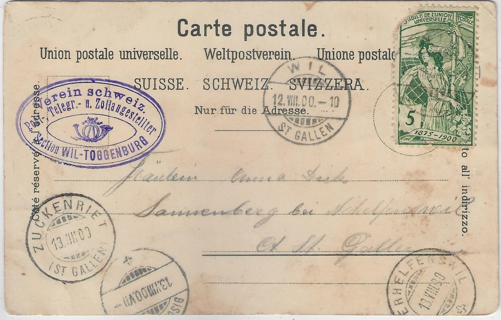 Ansichtskarten: Gruss aus Wyl Wil SG - Litho 1900 – Gebraucht aus Ettingen von Kartenplanet 1