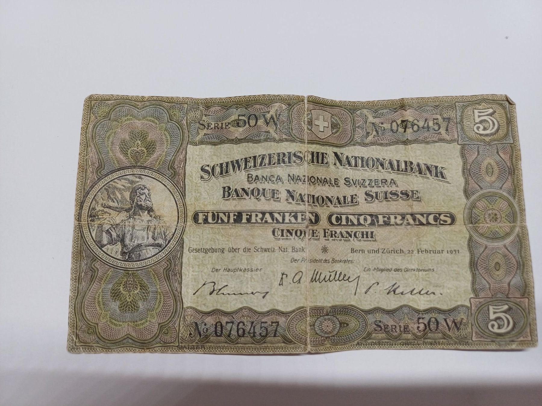Banconote: Schweizer Note 5 Franken 1951 - Rarität! – Usato da Buchs AG venduto da Cheap7