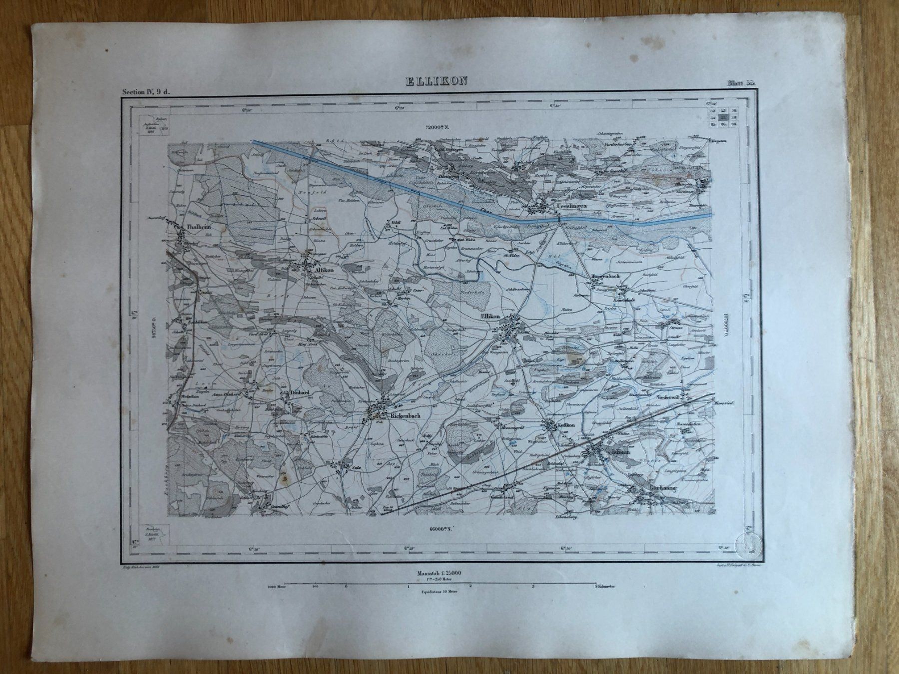 Cartine & Atlanti: Siegfriedatlas Bl. 55: Ellikon 1883 – Usato da Zürich venduto da allp