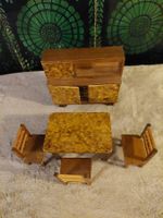 Antike Puppenstube Möbel, 5-teilig, aus Holz, Top Zustand!