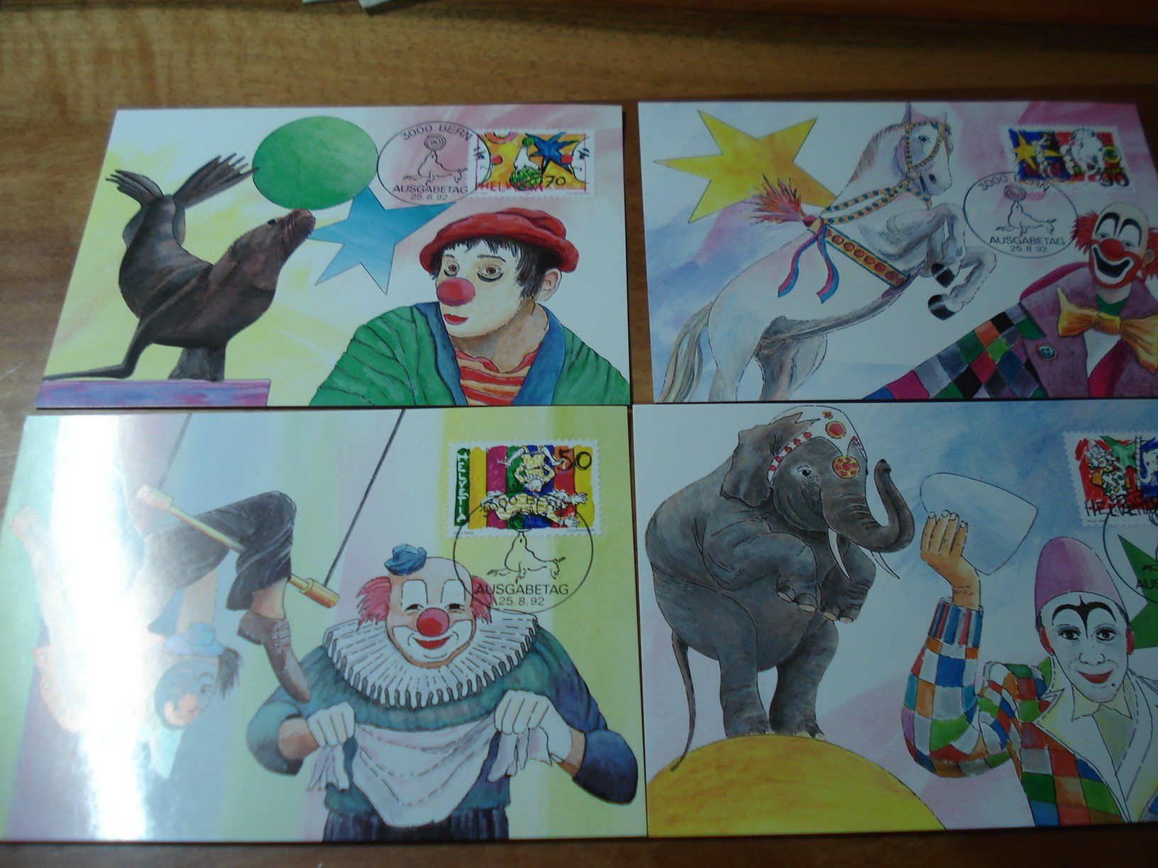 Alle Briefmarken: Satz Maximumkarten Circus, Rolf Knie 1992 – Gebraucht aus Niederwil AG von morostahu 1