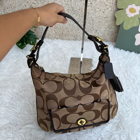 Coach Umhängetasche Monogramm braun Leder 36x28cm