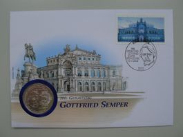 2003 Numisbrief: 200. Geb. Gottfried Semper + 10 Euro Münze