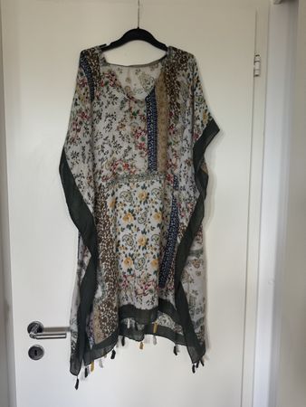 Damen Kaftan Blumenmuster Patchwork Fransen Grösse One Size
