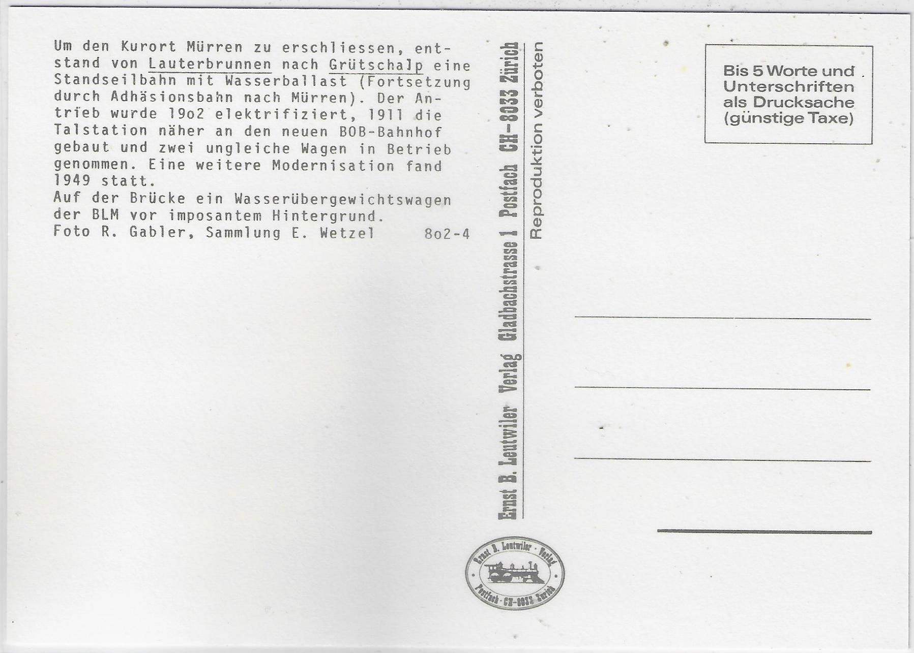 Cartoline postali: Standseilbahn Lauterbrunnen-Grütschalp – Usato da Ettingen venduto da Kartenplanet 1
