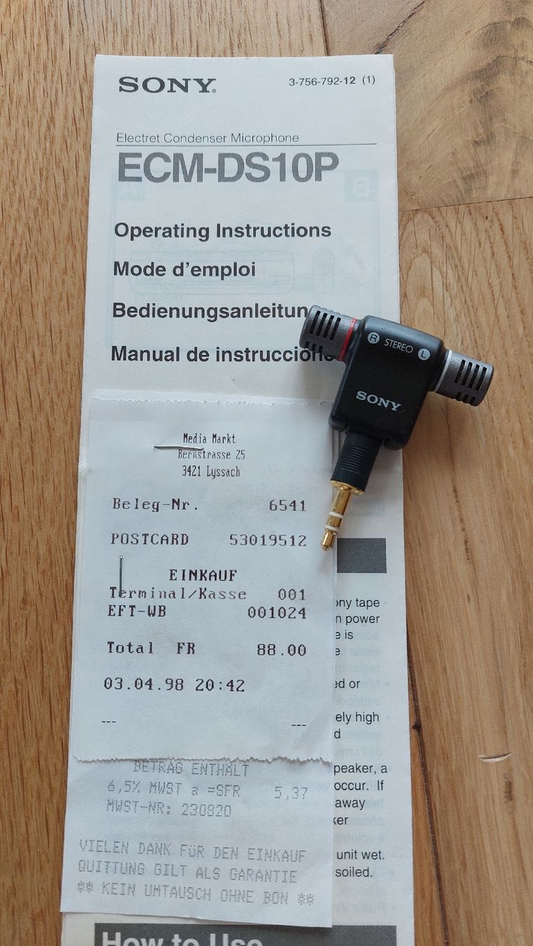 Sony Microfoni: Sony Mini Kondensator Mikrophon – Usato da Seeberg venduto da Gebi8