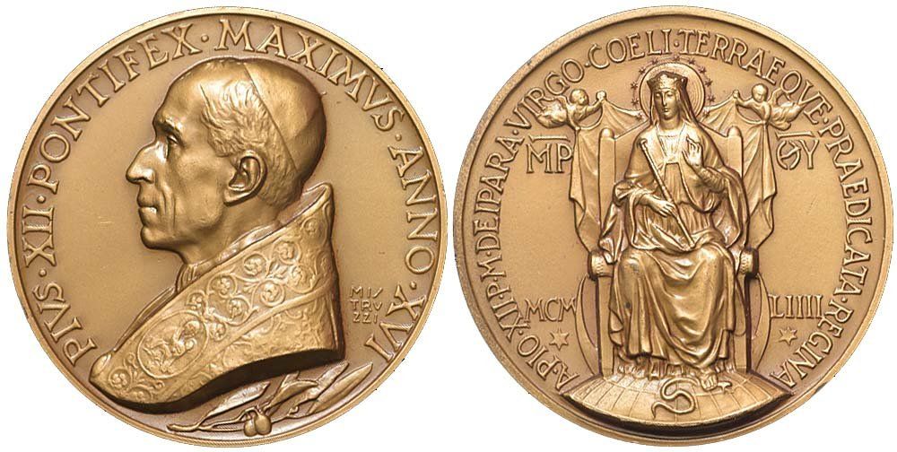 Medaglie: Rom, Pius XII., Bronzemedaille 1954 – Usato da Chiasso venduto da Novamarketing