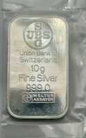 UBS Silberbarren 10 g 999.0 Feinsilber Original verschweisst