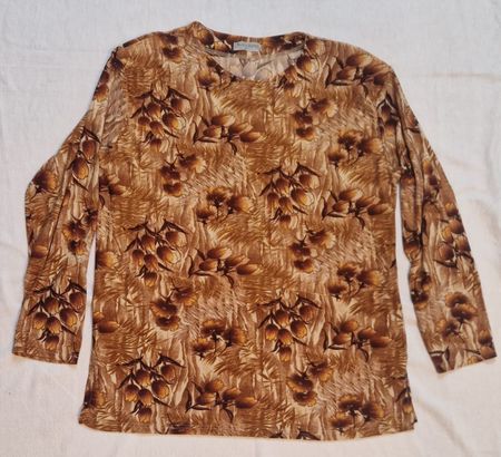 Damen Langarmshirt – 100% Baumwolle – Braun gemustert