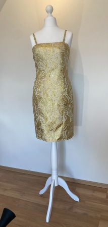 Elegantes Cocktailkleid Gold Brokat –  Gr. 36/38