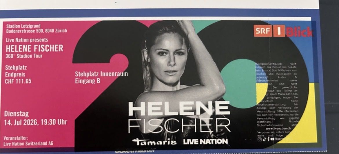 Biglietti: Helene Fischer - 14.7.2026 – Nuovo (secondo la descrizione) da Naters venduto da Chrisxx31