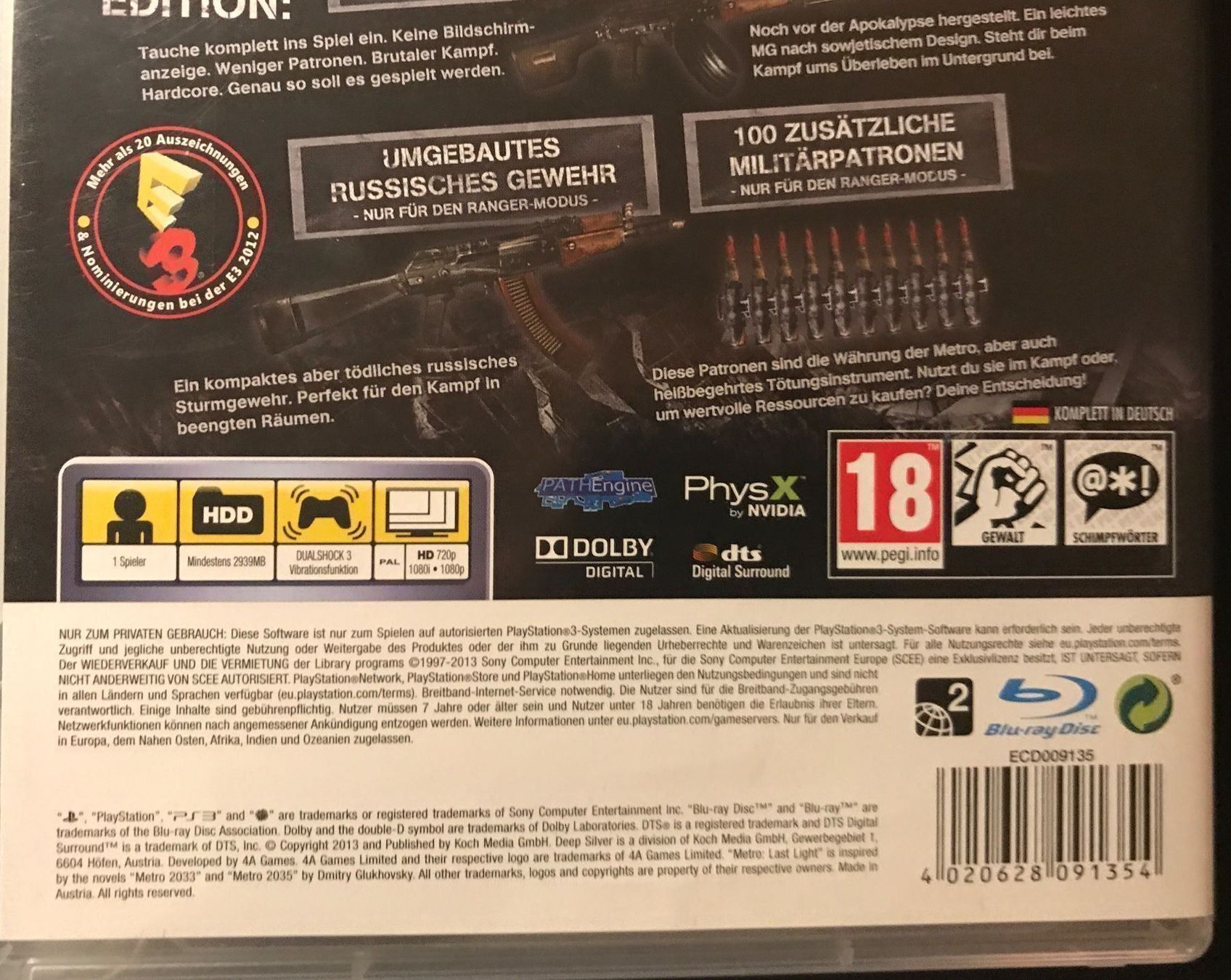 Sony Giochi: PS3: Metro Last Light First Edition - Unbespielt! – Nuovo (secondo la descrizione) da Gossau SG venduto da Poisonivy 3
