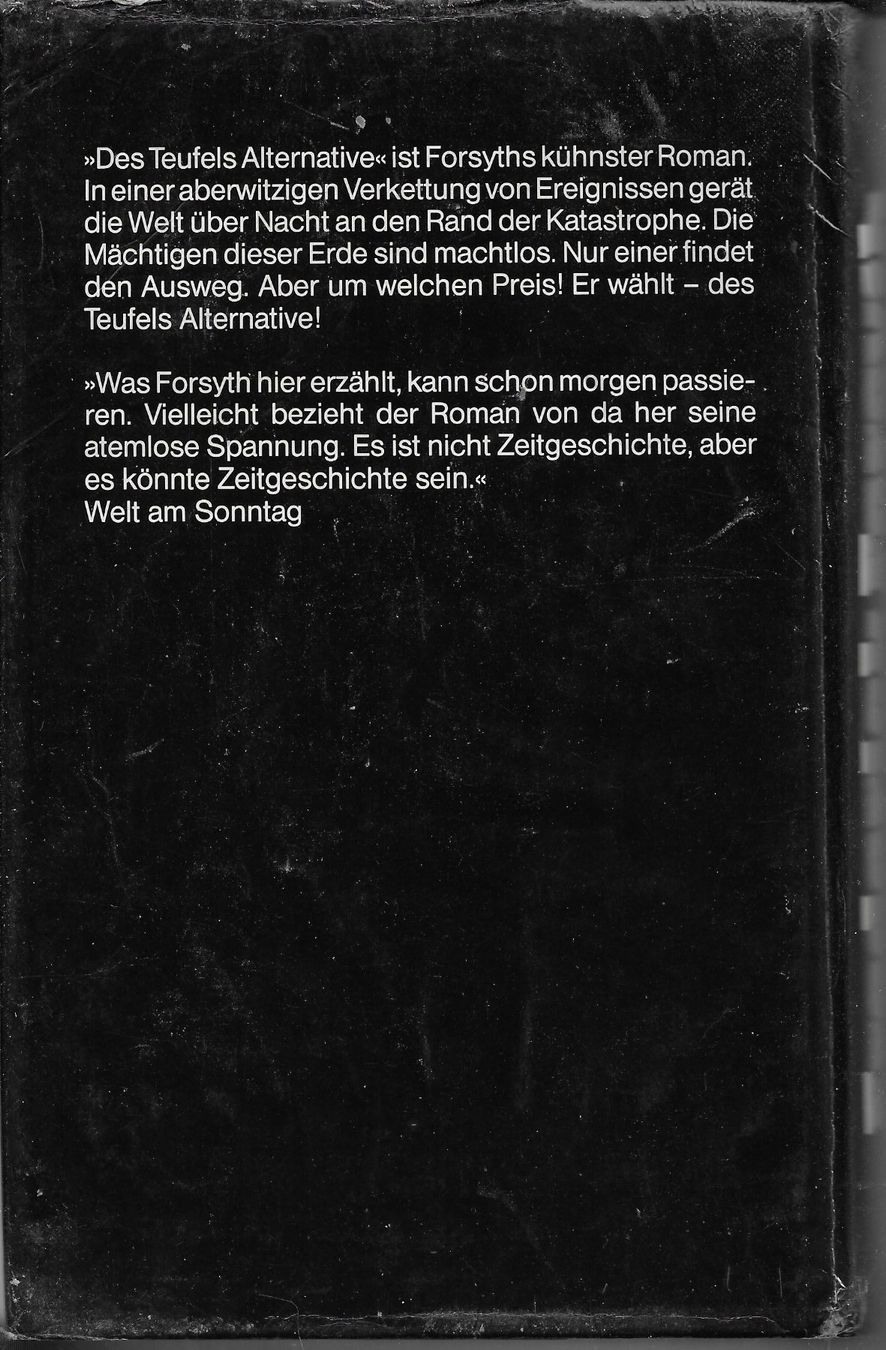 Libri: Frederick Forsyth - Des Teufels Alternative – Usato da Nunningen venduto da mercury-for-books 1