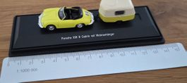 Porsche 356 B Cabrio mit Wohnwagen Modellauto