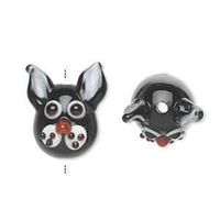 Lampwork Perle Hase oder Katze Kopf