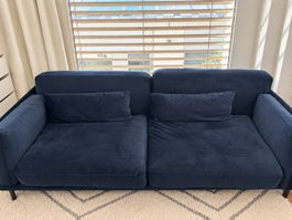 Sofa Velour Lux 3-Sitzer, Samt navy dunkelblau, 220 cm