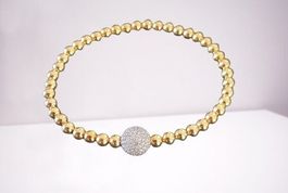 18 K Gold Kugel  Armband mit echten  Brillant  Pave Spacer