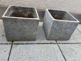Beton Pflanztopf 2er Set grau gebraucht