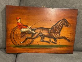 Bild Auf Holz mit Pferd Pferdesport Trapper