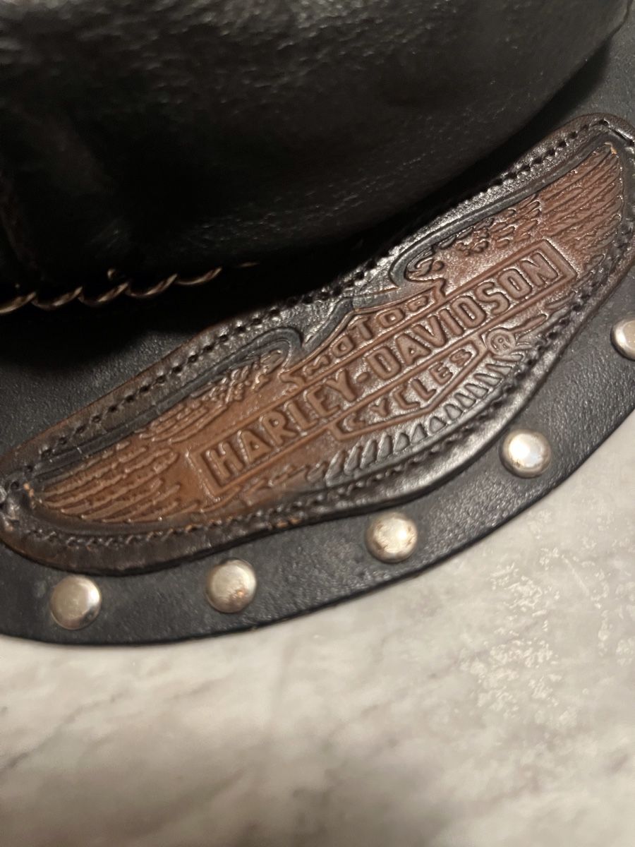 Harley-Davidson Hüte, Mützen & Caps: Alte Dächlikappe, Hut aus Leder mit Harley Davidson Logo – Gebraucht aus Wila von Fritz-Wila 1
