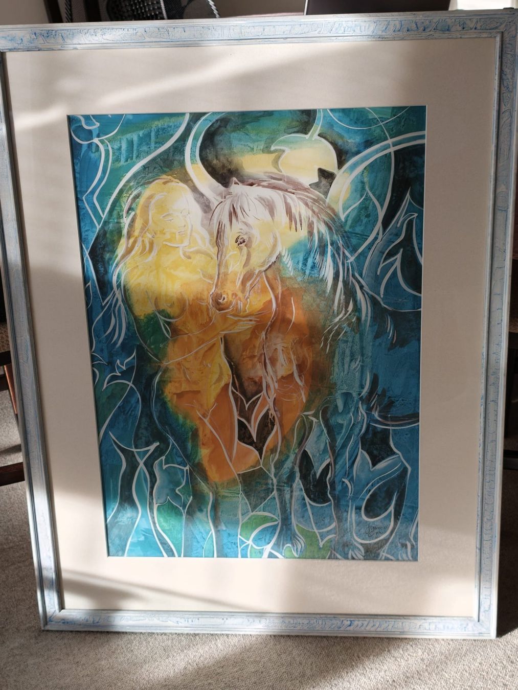 Foto & Immagini: Simone Erni Tempera /Bild, Mädchen mit Pferd, signiert – Usato da Greifensee venduto da Andloe 1
