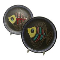 Hugo Kohler 2 assiettes aux poissons vers 1970.