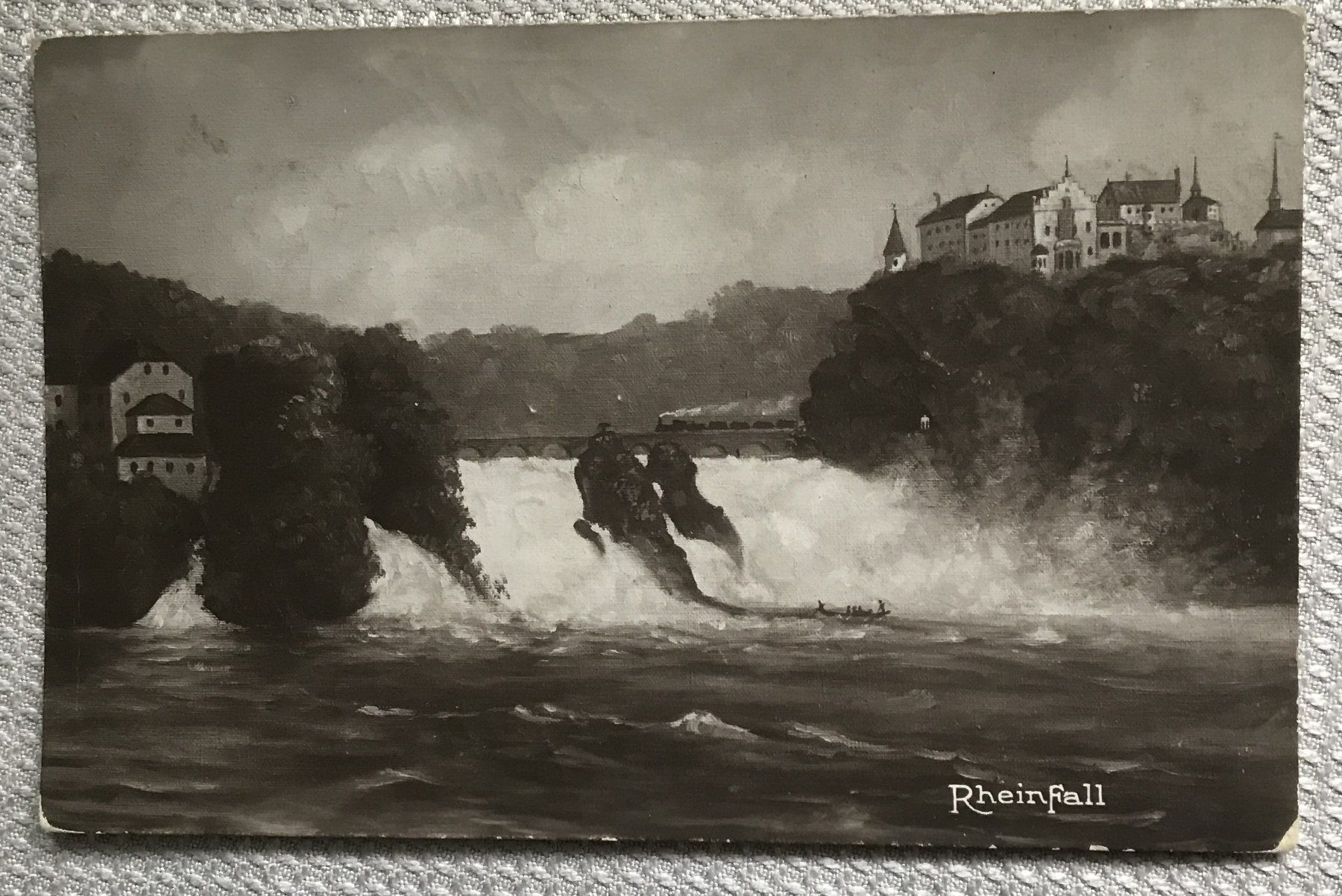 Cartoline postali: ANSICHTSKARTE RHEINFALL MIT EISENBAHN – Usato da Ostermundigen venduto da wini63