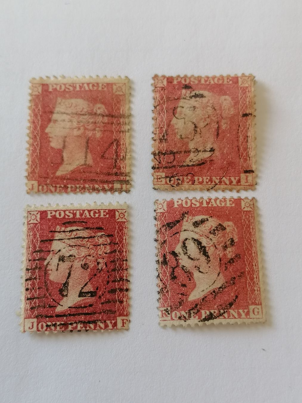 Alle Briefmarken: 4mal One Penny red 1856-81  – Gebraucht aus Happerswil von tschergi