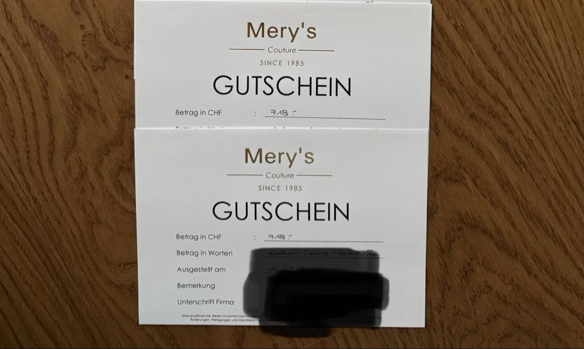 Buoni: Mery's Couture Gutscheine mit % – Nuovo e nell'imballaggio originale da Wettingen venduto da Leccesina88