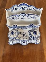 Briefhalter Schreibtischset blau weiss Deko Vintage